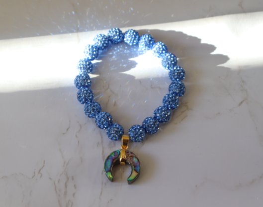 AFFIRMATION BRACELET "CRESCENT MOON" - CZECH BLUE