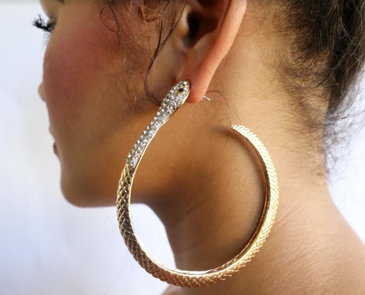 SNAKE CRYSTAL ENCRUSTED HOOPS